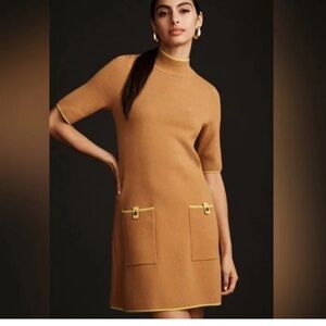Maeve the Annelise Mock Neck Mini Sweater Dress Cedar Sz small